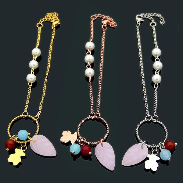 2020 designer titanium steel jewelry twist ring hung bear powder leaves blue red bead bracelet selling ladies bracelet, Black
2020 designer titanium steel jewelry twist ring hung bear powder leaves blue red bead bracelet selling ladies bracelet, Black
