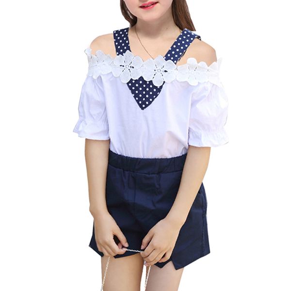 girls sets summer new baby kids fashion shoulderless t-shirt + short pants 2pc girls clothes suits cute outfits 6 8 10 12 years y190518, White
girls sets summer new baby kids fashion shoulderless t-shirt + short pants 2pc girls clothes suits cute outfits 6 8 10 12 years y190518, White