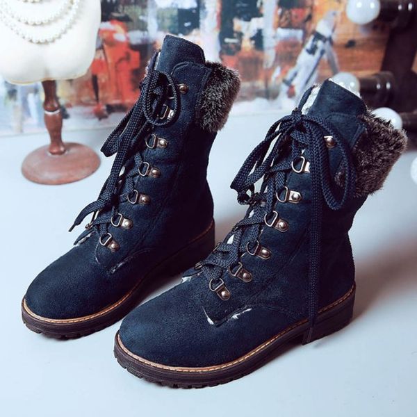 winter plush boots mid-calf low heel lace-up shoes woman warm fur plush suede boots women's flat heel round head snow, Black
winter plush boots mid-calf low heel lace-up shoes woman warm fur plush suede boots women's flat heel round head snow, Black