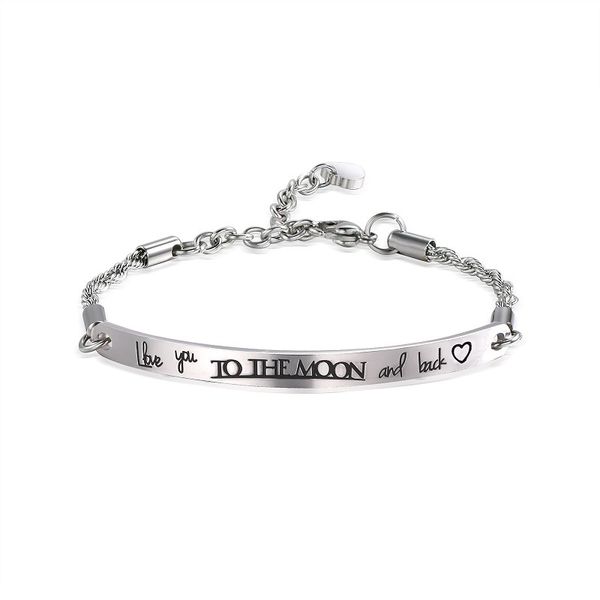 2019 new men's and women's bracelet titanium steel hand engraved i love you to the moon bend chain, Black
2019 new men's and women's bracelet titanium steel hand engraved i love you to the moon bend chain, Black