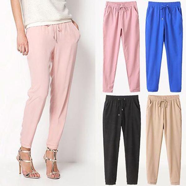 2019 women casual solid color drawstring elastic waist chiffon trousers harem pants loose trousers e christmas gift newest, Black;white
2019 women casual solid color drawstring elastic waist chiffon trousers harem pants loose trousers e christmas gift newest, Black;white