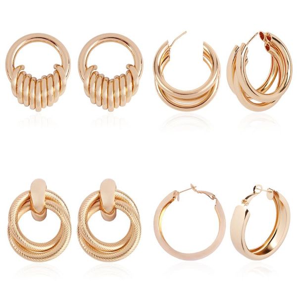 new design gold color round hoop earrings for women metal geometric big circle earrings jewelry bijoux gifts e4390, Golden
new design gold color round hoop earrings for women metal geometric big circle earrings jewelry bijoux gifts e4390, Golden