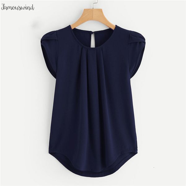 blouse petal sleeve pleated detail casual regular summer round neck cap sleeve women navy ol work blouse, White
blouse petal sleeve pleated detail casual regular summer round neck cap sleeve women navy ol work blouse, White