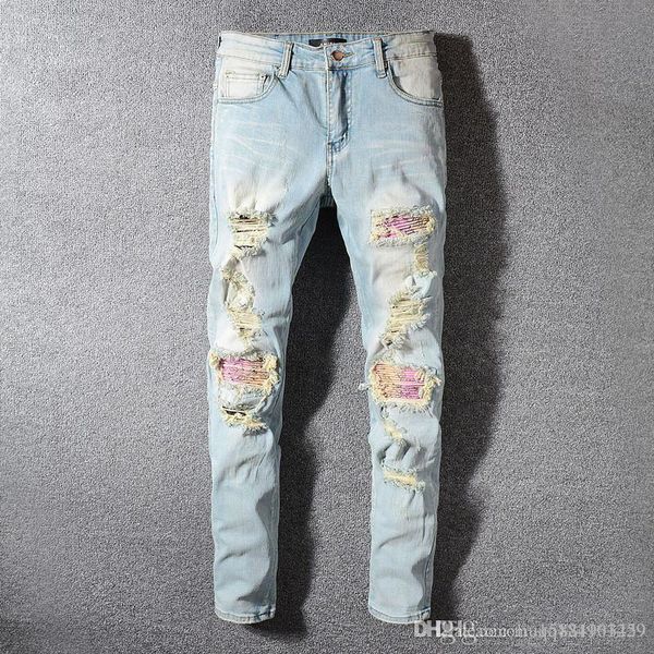 2020 wholesale classic miri hip hop pants jeans designer pants mens slim straight biker skinny loophole jeans men women ripped jeans, Blue
2020 wholesale classic miri hip hop pants jeans designer pants mens slim straight biker skinny loophole jeans men women ripped jeans, Blue