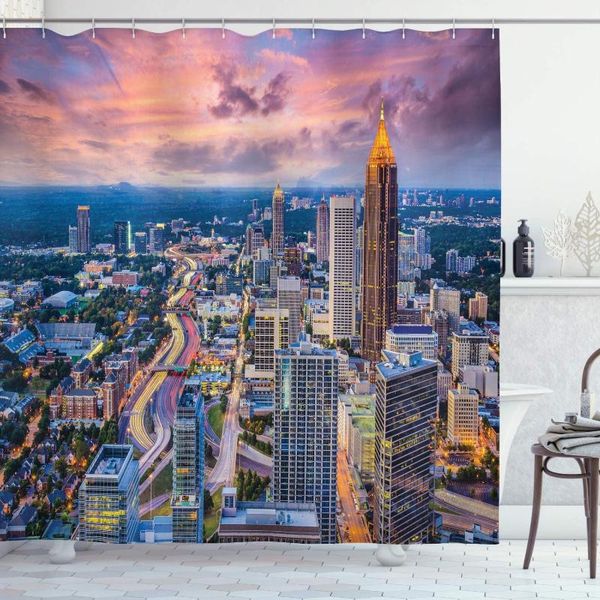 shower curtains modern curtain atlanta city skyline at sunset with hazy syk georgia town american view bathroom decor set hooks 84"
shower curtains modern curtain atlanta city skyline at sunset with hazy syk georgia town american view bathroom decor set hooks 84"