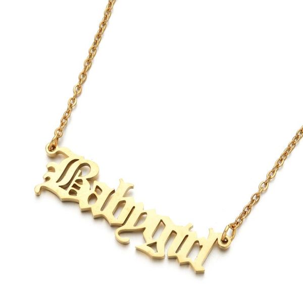 2019 new products retro english babygirl baby girl stainless steel necklaces supply of goods, Black
2019 new products retro english babygirl baby girl stainless steel necklaces supply of goods, Black