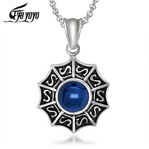 eyeyoyo vintage blue hao shi necklace pendant titanium steel jewelry circle ancient character inlaid blue hao shi men necklace, Silver
eyeyoyo vintage blue hao shi necklace pendant titanium steel jewelry circle ancient character inlaid blue hao shi men necklace, Silver