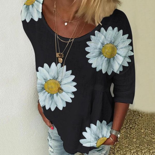 2020 summer daisy flower print t shirts elegant o-neck women cotton linen shirt short sleeve pullover blusas feminina 2020, White
2020 summer daisy flower print t shirts elegant o-neck women cotton linen shirt short sleeve pullover blusas feminina 2020, White