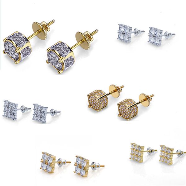 6 designs for options gold plated iced out cz diamond cluster zirconia screw back stud earrings for men women hip hop jewelry, Golden;silver
6 designs for options gold plated iced out cz diamond cluster zirconia screw back stud earrings for men women hip hop jewelry, Golden;silver