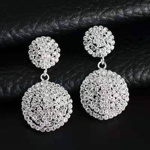 iced out round dangle earrings for women luxury designer bling diamond dangling earrings fashion bridal wedding engagement earring jewelry, Silver
iced out round dangle earrings for women luxury designer bling diamond dangling earrings fashion bridal wedding engagement earring jewelry, Silver