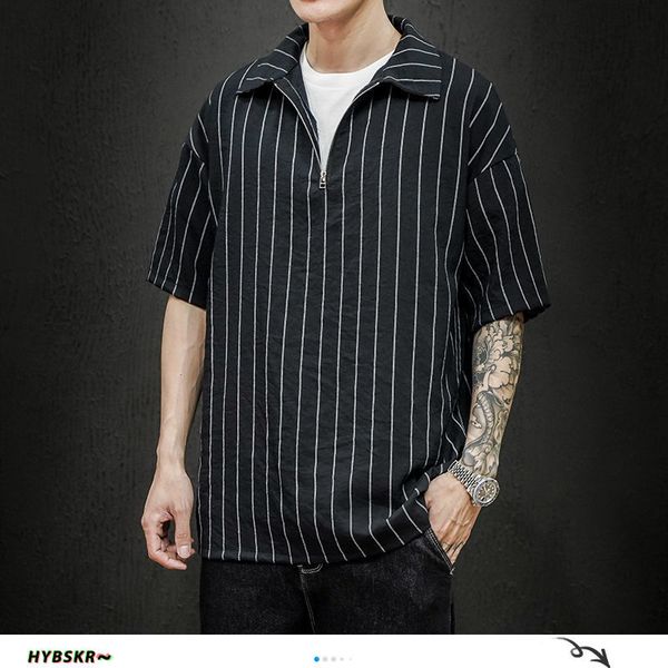 hybskr men summer striped zipper shirts man's 2020 printed black korean shirt male casual short sleeve clothes, White;black
hybskr men summer striped zipper shirts man's 2020 printed black korean shirt male casual short sleeve clothes, White;black