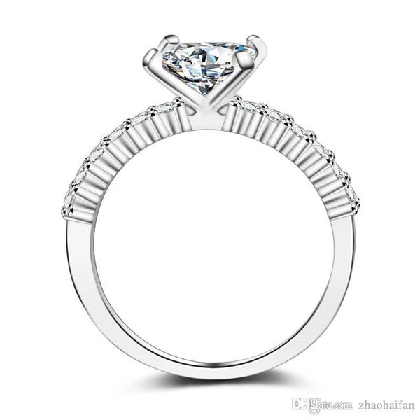 

zhf ювелирные изделия реальные твердые серебряные обручальные кольца для женщин 925 серебрянные кольца set 1 ct сона cz diamant обручальное, Golden;silver