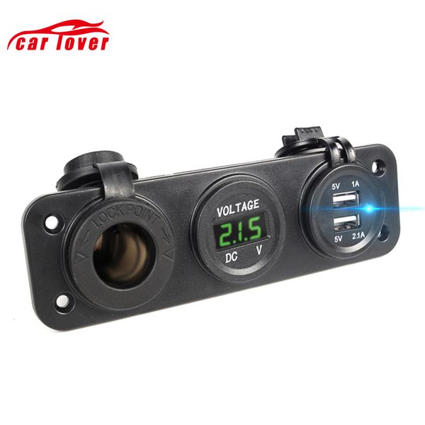 12v 2 duel usb outlet port charger adapter power cigarette lighter socket splitter car auto motorbike boat + digital voltmeter
12v 2 duel usb outlet port charger adapter power cigarette lighter socket splitter car auto motorbike boat + digital voltmeter