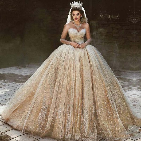 bling bling see though long sleeve princess ball gown wedding dresses sheer sweetheart ruffle lace-up bridal wedding gowns, White
bling bling see though long sleeve princess ball gown wedding dresses sheer sweetheart ruffle lace-up bridal wedding gowns, White