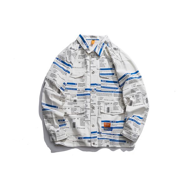 19 autumn new creative personality printed shirt men's day loose joker casual shirt coat men, White;black
19 autumn new creative personality printed shirt men's day loose joker casual shirt coat men, White;black