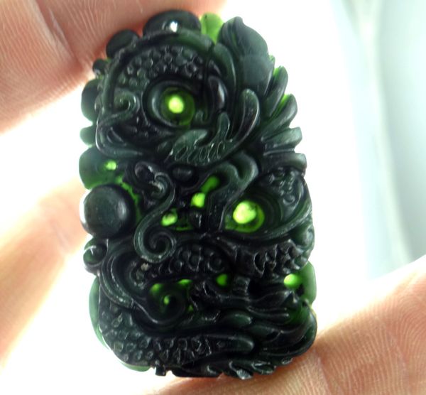 51*33wholesale natural chinese black green stone hand-carved statue of dragon amulet pendant necklace jewelry making, Silver
51*33wholesale natural chinese black green stone hand-carved statue of dragon amulet pendant necklace jewelry making, Silver