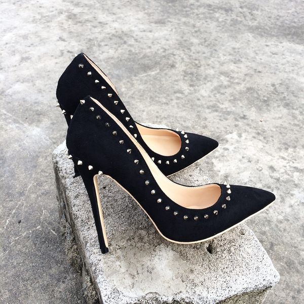 2019 fashion women lady spikes black suede leather poined toes high heeled heels shoes stiletto heel shoes pump 12cm 10cm 
2019 fashion women lady spikes black suede leather poined toes high heeled heels shoes stiletto heel shoes pump 12cm 10cm