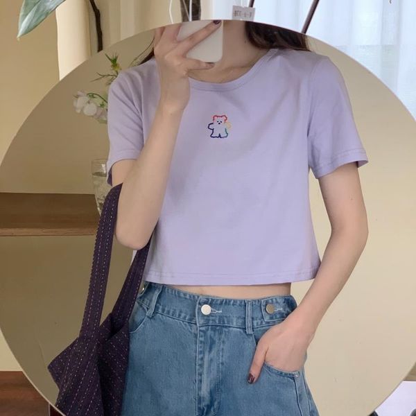 waist-exposed soft t- candy cute soft candy bear t-shirt short-sleeved solid color simple 2020 summer tee shirt, White
waist-exposed soft t- candy cute soft candy bear t-shirt short-sleeved solid color simple 2020 summer tee shirt, White