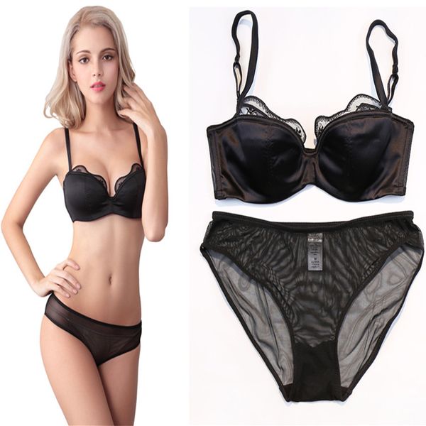 

Full Size 6 Colors Women Lace Sexy Back Closure Underwired Shaper Unlined See Through Panty Brief Bustier Bra Sets Type Underwear Set ne1