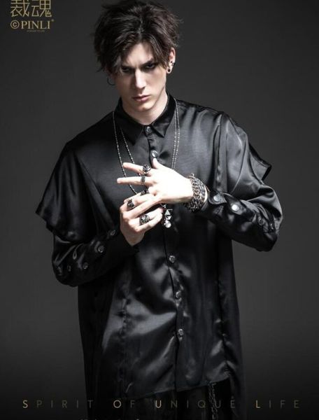 men's casual shirts xs-6xl 2021 clothing hair stylist personalized fake two piece solid color long sleeve loose shirt plus size costume, White;black
men's casual shirts xs-6xl 2021 clothing hair stylist personalized fake two piece solid color long sleeve loose shirt plus size costume, White;black