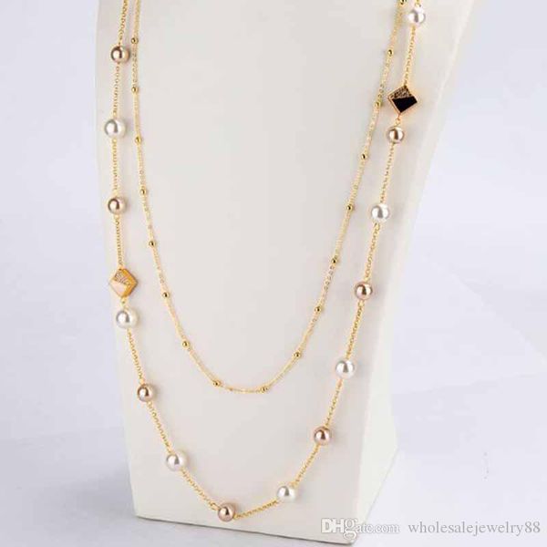 wholesale long pearl swerater chain multilayer pearl necklace 14k gold jewelry women girl wedding jewelry accessories, Gray 
wholesale long pearl swerater chain multilayer pearl necklace 14k gold jewelry women girl wedding jewelry accessories, Gray