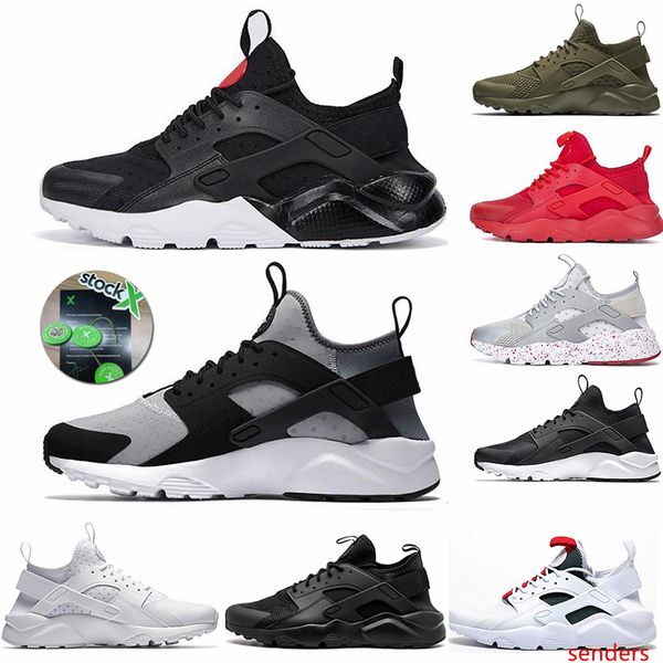2020 designer sneakers huarache 1.0 trainers triple black white oreo cool grey olive running shoes huraches 4.0 4s runner shoe with stock x
