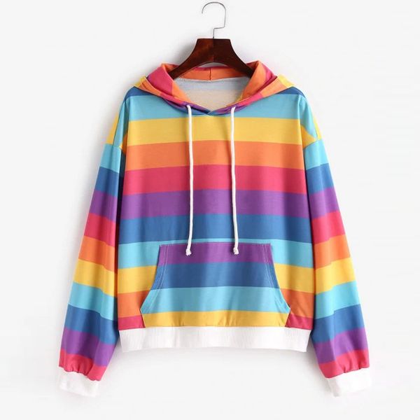 casual pullover women autumn winter sweatsuit long sleeve rainbow stripes hoodies drawstring women blouse bluzy damskie, Black
casual pullover women autumn winter sweatsuit long sleeve rainbow stripes hoodies drawstring women blouse bluzy damskie, Black