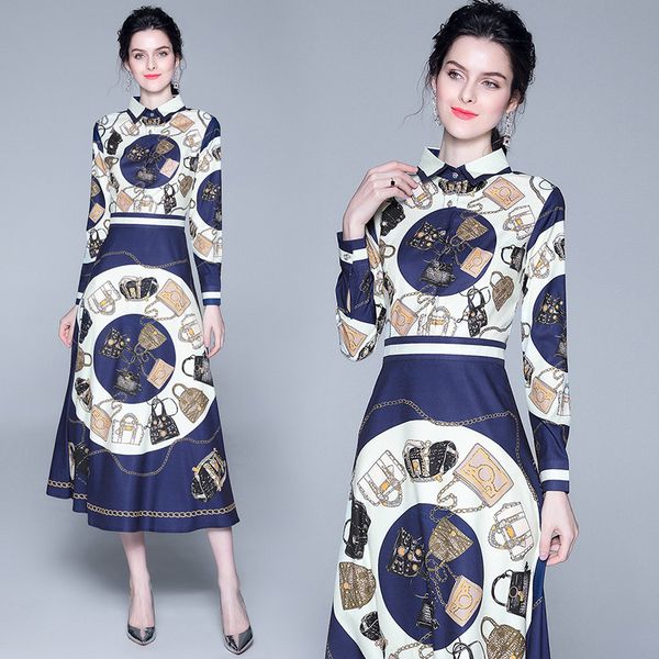 2020 elegant printed designer dress women long sleeve lapel neck party prom ladies button shirt dress office luxury runway dresses, Black;gray
2020 elegant printed designer dress women long sleeve lapel neck party prom ladies button shirt dress office luxury runway dresses, Black;gray