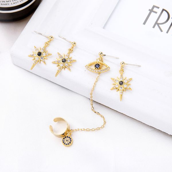 kissme unique shiny zircon star evil eye drop earrings for women gifts gold color brass chain ear cuff fashion jewelry wholesale, Silver
kissme unique shiny zircon star evil eye drop earrings for women gifts gold color brass chain ear cuff fashion jewelry wholesale, Silver