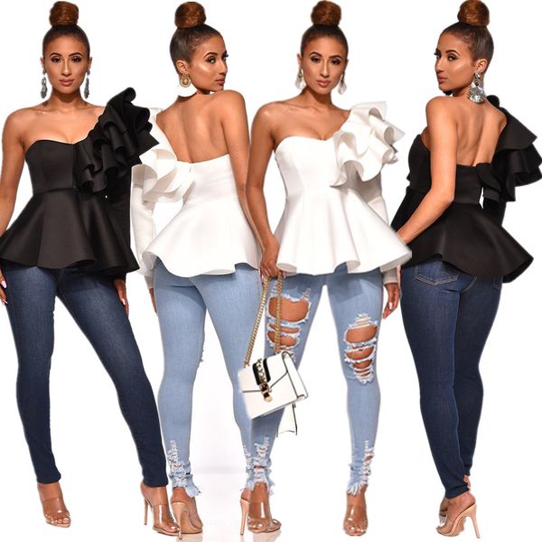 dn8212 explosion style high-end european and american women's sleeve pullover neck slim fit ruffled top, White
dn8212 explosion style high-end european and american women's sleeve pullover neck slim fit ruffled top, White