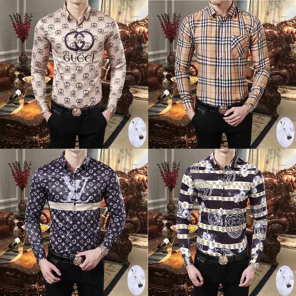 men's shirts logistics new men's casual prints lapel slim luxury long sleeve shirt european and american brand fashion trend shirt, White;black 
men's shirts logistics new men's casual prints lapel slim luxury long sleeve shirt european and american brand fashion trend shirt, White;black