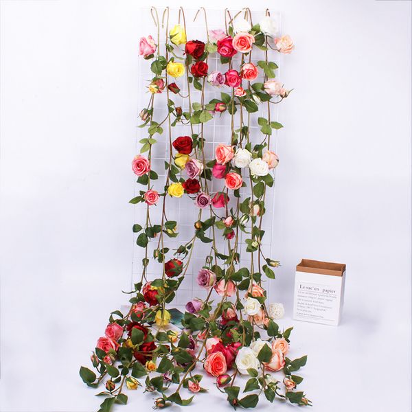 153cm long artificial silk rose flower rattan with plastic wall hanging flower string for wedding home garden decor
153cm long artificial silk rose flower rattan with plastic wall hanging flower string for wedding home garden decor