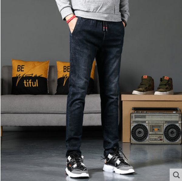 black high elastic casual jeans men's trousers are loose tightly tied with han edition tide joker printed with black trousers, Blue
black high elastic casual jeans men's trousers are loose tightly tied with han edition tide joker printed with black trousers, Blue
