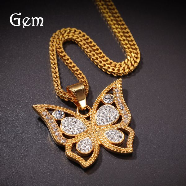 cuban link chains hip-hop stainless steel rhinestone butterfly pendant two-color hollow butterfly two-color pendant, Silver
cuban link chains hip-hop stainless steel rhinestone butterfly pendant two-color hollow butterfly two-color pendant, Silver