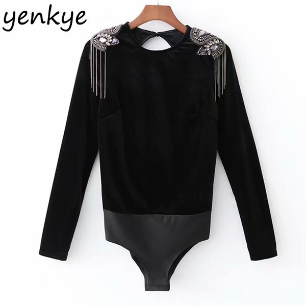 backless velvet bodysuit women faux beading appliques shoulder o neck long sleeve black body mujer playsuit, Black;white
backless velvet bodysuit women faux beading appliques shoulder o neck long sleeve black body mujer playsuit, Black;white