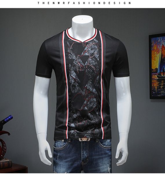 2019 summer new men's short-sleeved t-shirt round neck slim personality black half sleeve fashion t-shirt clothes tide, White;black
2019 summer new men's short-sleeved t-shirt round neck slim personality black half sleeve fashion t-shirt clothes tide, White;black