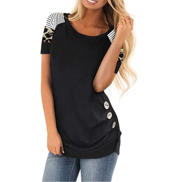 38# women blouse plus size womens and blouses button loose leopard stripe short sleeve tunics blouse shirt ladies, White
38# women blouse plus size womens and blouses button loose leopard stripe short sleeve tunics blouse shirt ladies, White