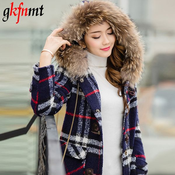 gkfnmt 2019 new women plaid coat winter cotton thick jacket female hooded fur collar woolen warm slim overcoat ladies clothing, Black
gkfnmt 2019 new women plaid coat winter cotton thick jacket female hooded fur collar woolen warm slim overcoat ladies clothing, Black