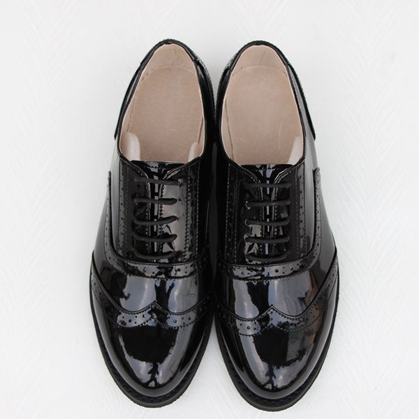 Genuine Leather Women Shoes Brogues Lace up Flat Heels Round Toe Patent Leather Black Oxfords Women Casual Shoes Big Size 45
Genuine Leather Women Shoes Brogues Lace up Flat Heels Round Toe Patent Leather Black Oxfords Women Casual Shoes Big Size 45