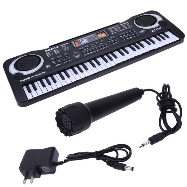 

61 Keys Digital Music Electronic Keyboard Key Board Electric Piano Дети подарков, США Plug черный цвет