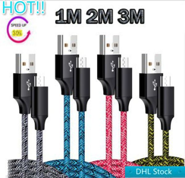 dhl stock cable 1m 3ft 2m 6ft 3m 10ft braid micro usb cord 2.4a fast data sync type c charging lines for phone x huawei p30 lg andro
dhl stock cable 1m 3ft 2m 6ft 3m 10ft braid micro usb cord 2.4a fast data sync type c charging lines for phone x huawei p30 lg andro