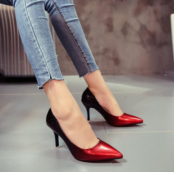 summer artificial pu bright color women's shoes gradient color stiletto heels comfortable not grinding feet shoes female, Black
summer artificial pu bright color women's shoes gradient color stiletto heels comfortable not grinding feet shoes female, Black