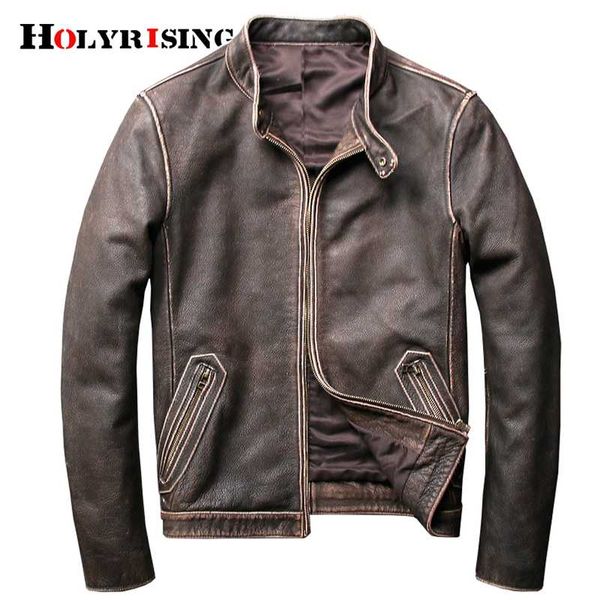 men's leather & faux holyrising men cow jacket stand collar motorcycle vintage outwear male bomber streetwear19039-, Black
men's leather & faux holyrising men cow jacket stand collar motorcycle vintage outwear male bomber streetwear19039-, Black