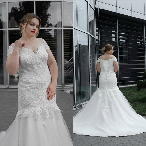 off shoulder mermaid wedding dresses backless lace appliques floor length long plus size bridal gowns, White
off shoulder mermaid wedding dresses backless lace appliques floor length long plus size bridal gowns, White