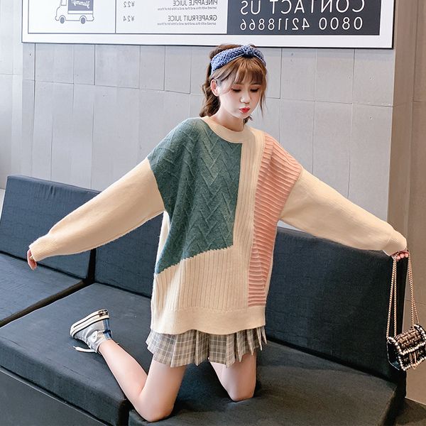 color matching loose pullover sweater womens for autumn 2019 soft jumpers ladies christmas women sweater winter clothes women, White;black
color matching loose pullover sweater womens for autumn 2019 soft jumpers ladies christmas women sweater winter clothes women, White;black
