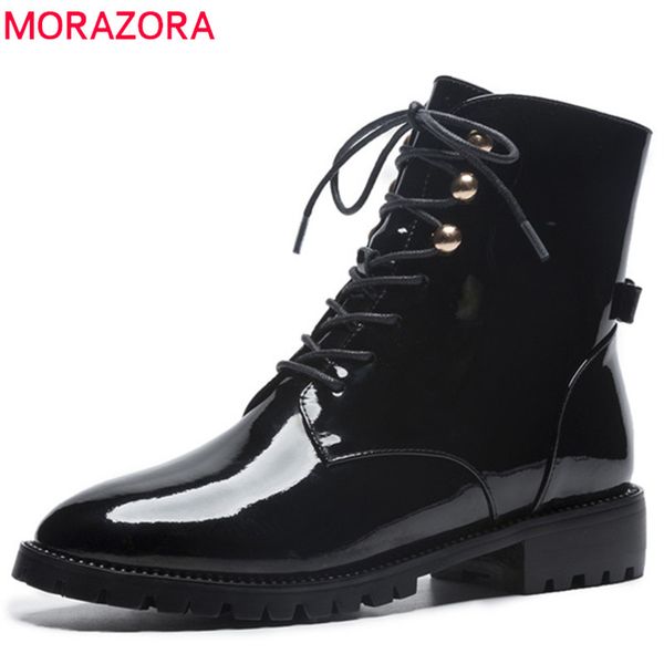 morazora 2019 patent leather ankle boots women round toe lace up boots square heels punk shoes woman, Black
morazora 2019 patent leather ankle boots women round toe lace up boots square heels punk shoes woman, Black