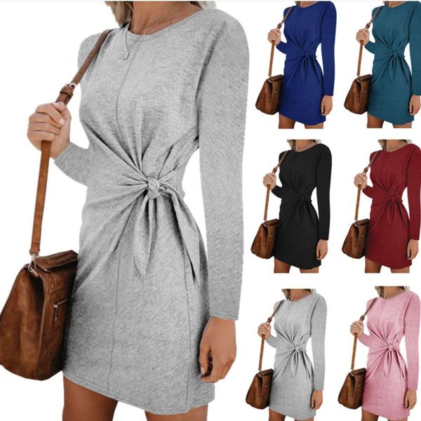 2019 women's european and american new round neck band width loose long sleeve autumn and winter dress, Black;gray
2019 women's european and american new round neck band width loose long sleeve autumn and winter dress, Black;gray