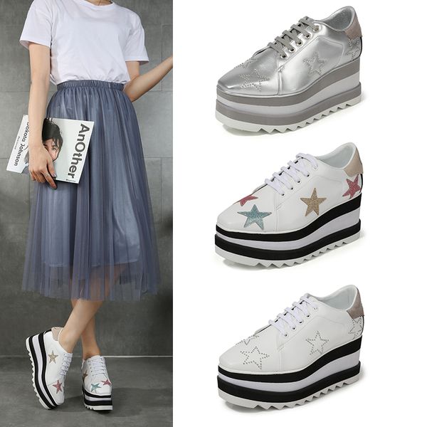 height increasing star rivet shoes classic platform rose gold shoes mix color square toe wedge fashion lace up lady, Black
height increasing star rivet shoes classic platform rose gold shoes mix color square toe wedge fashion lace up lady, Black