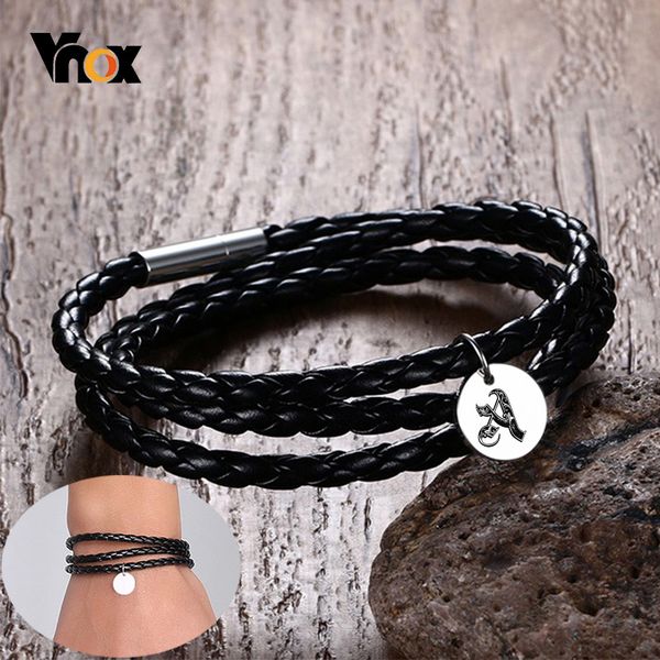 vnox casual multi-layers braided leather rope wrap bracelets for men women custom engrave stainless steel coin tag jewelry, Golden;silver
vnox casual multi-layers braided leather rope wrap bracelets for men women custom engrave stainless steel coin tag jewelry, Golden;silver