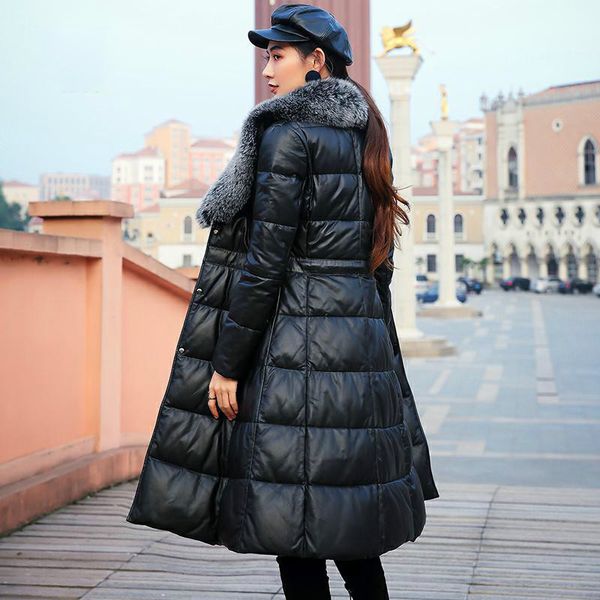 2020 genuine leather down jacket women winter coat big fur collar korean long jacket slim sheepskin coat 8079 kj2500, Black
2020 genuine leather down jacket women winter coat big fur collar korean long jacket slim sheepskin coat 8079 kj2500, Black